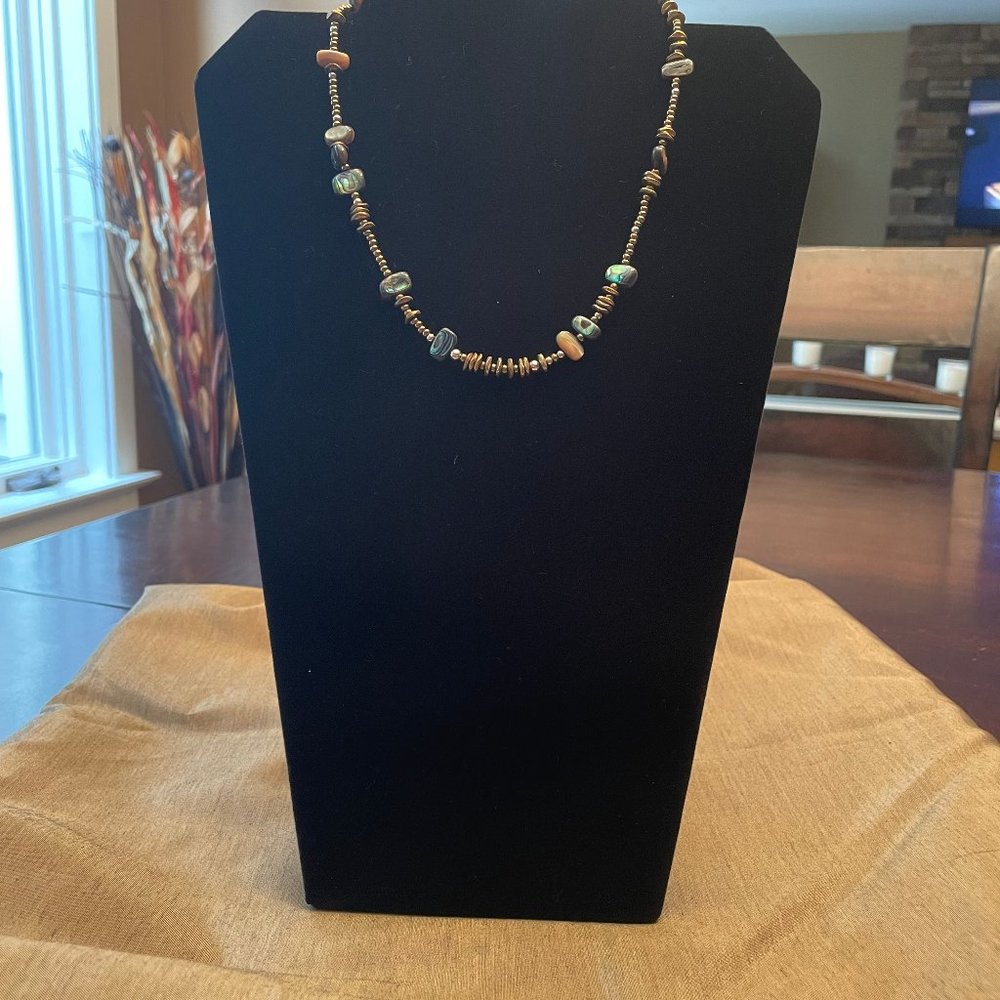 Silpada N1729 Abalone Shell, Glass Bead, Brass, and Sterling Necklace